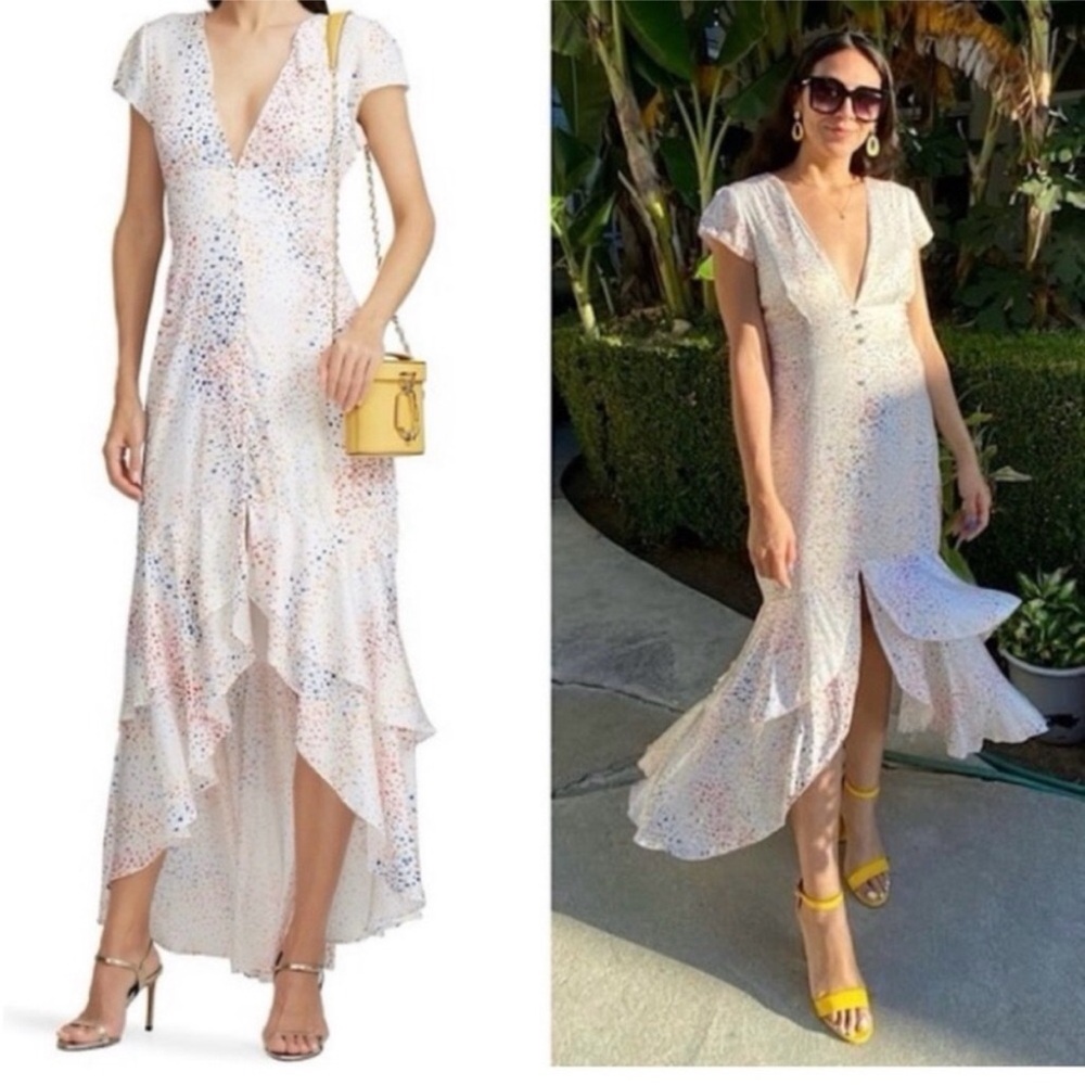Elegant White Multicolor Women's Dress